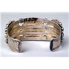 Image 4 : AN OLD PAWN NAVAJO HAND WROUGHT SILVER AND TURQUOISE CUFF BRACELET