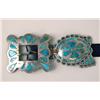 Image 2 : AN OLD NAVAJO SILVER AND TURQUOISE HAND WROUGHT CONCHO BELT
