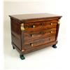 Image 1 : A NEOCLASSICAL ORMOLU MOUNTED MARBLE TOP MAHOGANY THREE DRAWER COMMODE