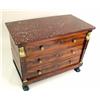 Image 2 : A NEOCLASSICAL ORMOLU MOUNTED MARBLE TOP MAHOGANY THREE DRAWER COMMODE