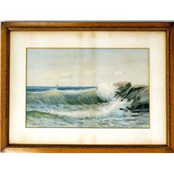 A FRAMED WATERCOLOR