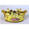 Image 2 : A PORCELAIN POLYCHROME PARCEL GILT DECORATED DESK GARNITURE