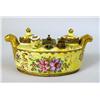 Image 3 : A PORCELAIN POLYCHROME PARCEL GILT DECORATED DESK GARNITURE