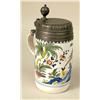 Image 2 : AN ERFURT PEWTER MOUNTED FAIENCE TANKARD
