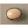 Image 3 : A PAIR OF WHITE GOLD OVAL ANGEL SKIN CORAL AND DIAMOND EAR CLIPS