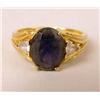 Image 2 : A 14K YELLOW GOLD DIAMOND AND IOLITE RING
