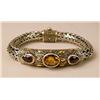 Image 2 : A STERLING SILVER, 18K YELLOW GOLD, CITRINE, AND GARNET BRACELET