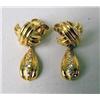 Image 2 : A PAIR OF TIFFANY & CO. 18K YELLOW GOLD AND DIAMOND DROP EARRINGS