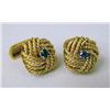 Image 2 : A PAIR OF 18K YELLOW GOLD AND SAPPHIRE SQUARE CUFF LINKS