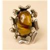 Image 2 : A TAXCO MEXICO 950 STERLING SILVER AND TIGER EYE ARTIST SIGNED MODERN RING