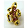 Image 2 : A 14K YELLOW GOLD RUBY AND SAPPHIRE MODERN FREE FORM RING
