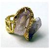 Image 2 : AB 18K BRUSHED YELLOW GOLD AND AMETHYST QUARTZ FREE FORM RING