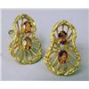 Image 1 : A PAIR OF 18K BRUSHED YELLOW GOLD AND CITRINE EAR CLIPS
