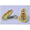 Image 2 : A PAIR OF 18K BRUSHED YELLOW GOLD AND CITRINE EAR CLIPS