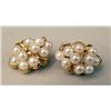 Image 1 : A PAIR OF 14K YELLOW GOLD PEARL AND DIAMOND EAR CLIPS