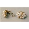 Image 2 : A PAIR OF 14K YELLOW GOLD PEARL AND DIAMOND EAR CLIPS