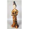 Image 1 : A GREEN AND YELLOW SANCI GLAZED STANDING FIGURE OF A WOMAN