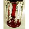 Image 2 : A CRANBERRY AND GILT DECORATED FOOTED GLOBE WITH DROP PRISMS
