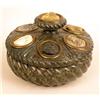 Image 2 : TWO GREEN MARBLE INKWELLS