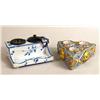 Image 1 : A FRENCH FAIENCE THREE WELL INKWELL