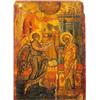 Image 1 : A POLYCHROME PAINTED AND GILT WOOD ICON