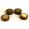 Image 1 : FOUR WOOD AND TORTOISE SHELL CIRCULAR COVERED BOXES