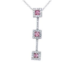 Natural 0.97 CTW Pink Sapphire & Diamond Necklace 14K White Gold - REF-45H2W