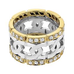 Natural 0.88 CTW Diamond Ring W=13MM PLT/18K Gold - REF-314H3W