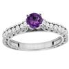 Image 1 : 0.72 CTW Amethyst & Diamond Ring 14K White Gold - REF-62R3H