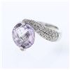 Image 1 : Natural 8.68 CTW Amethyst & Diamond Ring 18K White Gold - REF-132Y3N