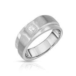 Natural 0.18 CTW Princess Diamond Ring W=8MM 14K Gold - REF-105M3F