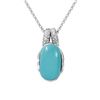 Image 1 : Natural 13.81 CTW Turquoise & Diamond Necklace 14K White Gold - REF-94R5K