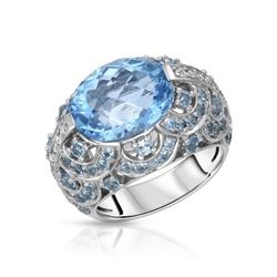 Natural 10.13 CTW Topaz & Topaz Ring 14K White Gold - REF-129R6K