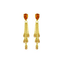 Genuine 15.5 ctw Citrine Earrings 14KT Yellow Gold - REF-51V8W