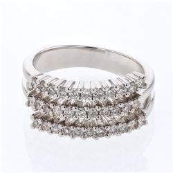 Natural 0.65 CTW Diamond Ring 14K White Gold - REF-79R2K