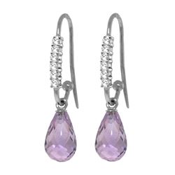 Genuine 4.68 ctw Amethyst & Diamond Earrings 14KT White Gold - REF-40F7Z
