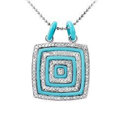 Natural 3.87 CTW Turquoise & Diamond Necklace 14K White Gold - REF-125W3H