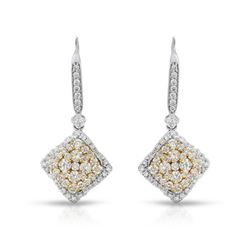 Natural 2.15 CTW Diamond Earrings 14K Two Tone Gold - REF-372N6Y