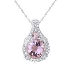 Natural 9.02 CTW Amethyst & Diamond Pendant 14K Gold - REF-112K5R