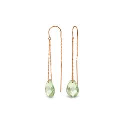 Genuine 6 ctw Green Amethyst Earrings 14KT Rose Gold - REF-21Z9N