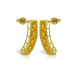 Genuine 4.5 ctw Citrine Earrings 14KT Yellow Gold - REF-38F5Z