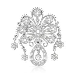 Natural 0.87 CTW Diamond Brooch 18K White Gold - REF-237W6H