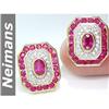 Image 1 : Certified 5.25 ct Ruby & Diamond Stud Earrings 14K Gold