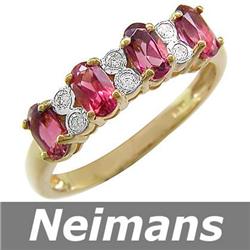 Vintage 1.25 ct Pink Tourmaline & Diamond Ring 14k Gold