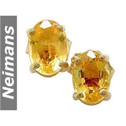 Certified Gem 1.00 ct Citrine Stud Earrings 14kt Gold