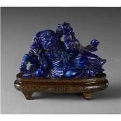 CHINESE CARVED SODALITE/LAPIS LAZULI FIGURE