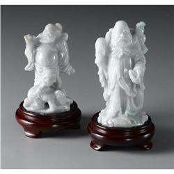 PAIR OF CHINESE CARVED JADE/HARDSTONE FIGURES