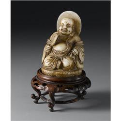 CHINESE CARVED HARDSTONE FIGURE OF BUDDHA