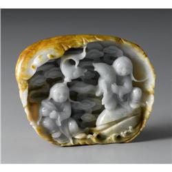 CHINESE CARVED JADE/HARDSTONE GROUP