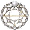 Image 1 : ANTIQUE PEARL DIAMOND PLATINUM GOLD BROOCH